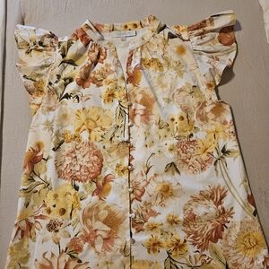 Sugarlips Floral Blouse with Yellow and Orange Accents